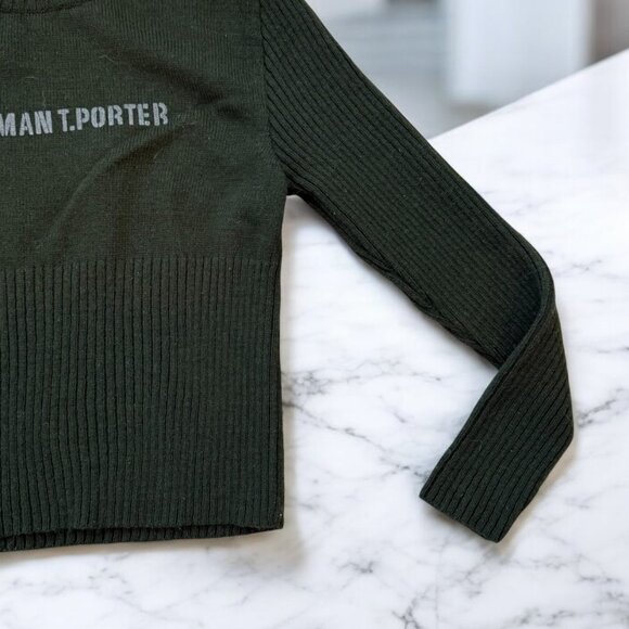 Vintage Freeman T. Porter Green Ribbed Wool Sweater No Size XS/S/M/L - Picture 4 of 10
